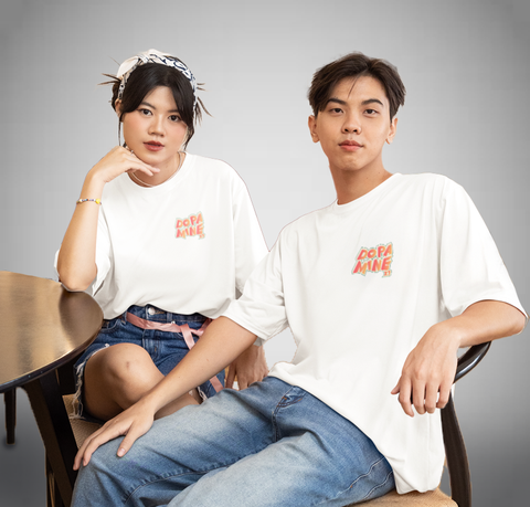 [TUỲ CHỈNH THIẾT KẾ THEO YÊU CẦU] Áo thun couple DOPAMINE form rộng tay lỡ cotton 100% CARINAMY