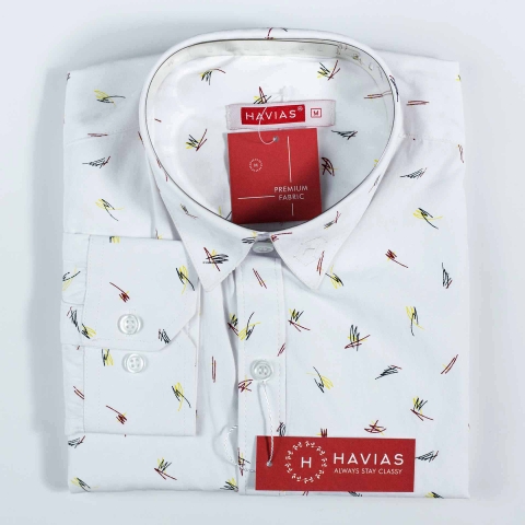 Premium White Shirt with Textured Scrawl Pattern