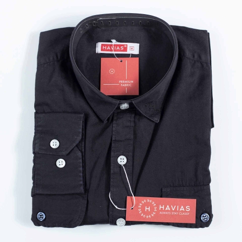 2 Pocket Black Button Down Narrow Point Shirt