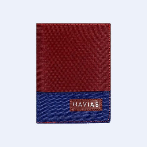 Bóp ví da thật nam nữ HAVIAS Ví vải Modern Fabric Vertical Wallet Đỏ Xanh dương