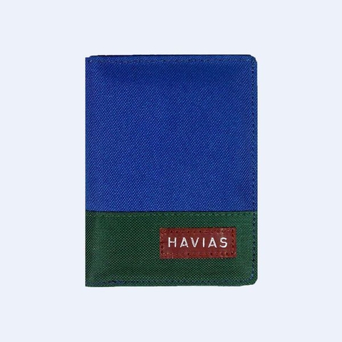 Bóp ví da thật nam nữ HAVIAS Ví vải Modern Fabric Vertical Wallet Xanh dương Xanh rêu