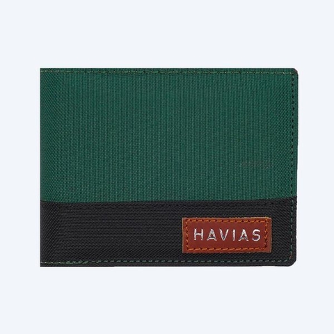 Bóp ví da thật nam nữ HAVIAS Ví vải Modern Fabric Wallet Xanh rêu Đen