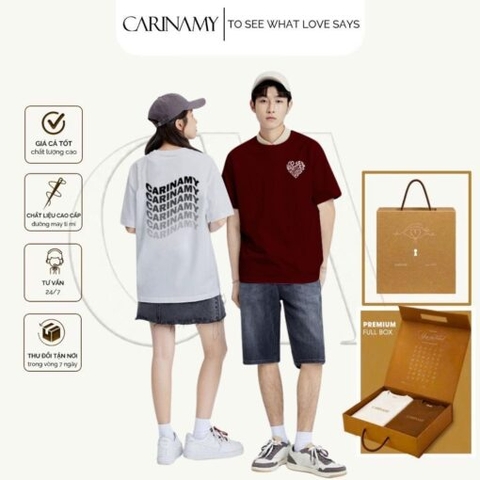 Áo thun couple CARINAMY form rộng WAVY