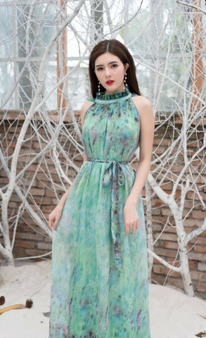 Đầm maxi hoa vàng