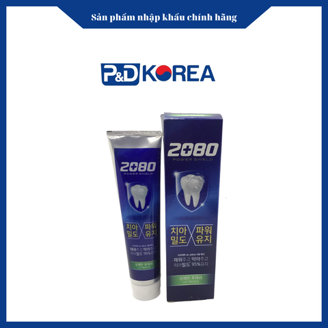 Aekyung Kem đánh răng 2080 Power kẻ xanh 140g 그린페퍼민트 치약