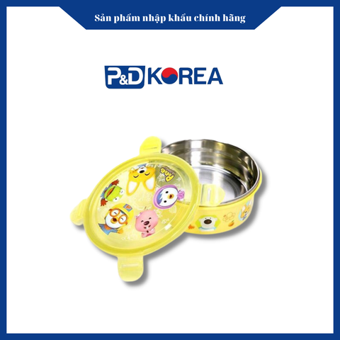 PR Bát inox pororo có nắp khóa to 원형 이중락스텐