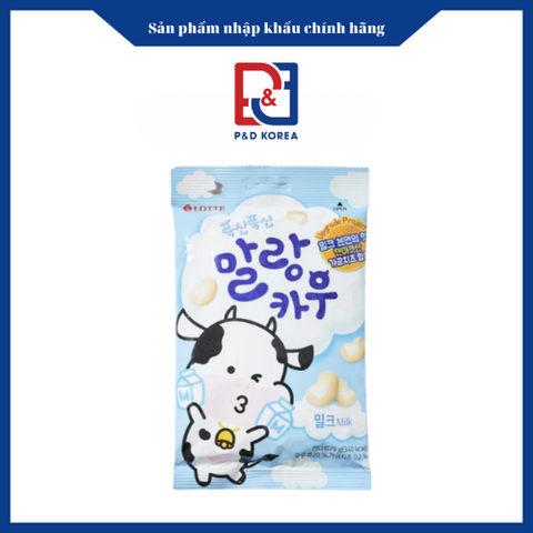 Lotte Kẹo sữa bò túi xanh 79g 말랑카우 우유맛