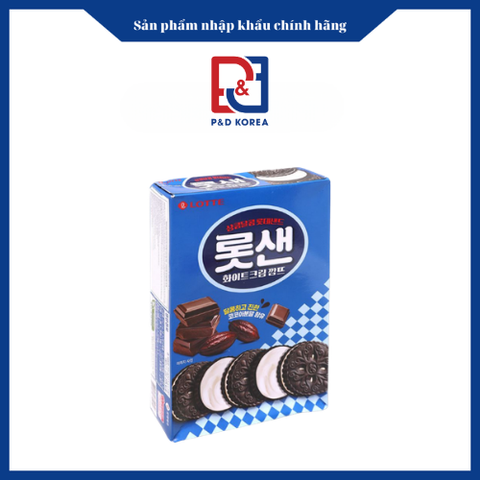 Lotte Bánh quy socola đen nhân kem hộp xanh dương 315g 롯샌 화이트크림깜뜨