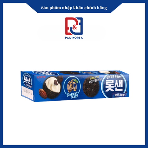 Lotte Bánh quy socola đen nhân kem hộp xanh dương 105g 롯샌 화이트크림깜뜨
