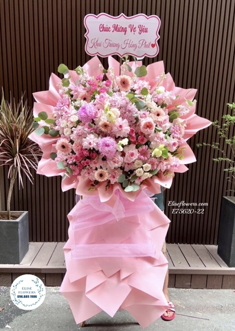 Hoa tặng vợ khai trương tone hồng ngọt ngào. Đặt hoa online -Giao hoa tận nơi | Elise Flowers