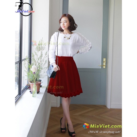 Chân váy áo dài cô dâu đỏ thiết kế 4 lớp ren cao cấp - maxi.vn