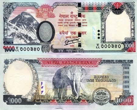ĐỈNH NÚI EVEREST TRÊN TỜ 1000 RUPEE CỦA NEPAL
