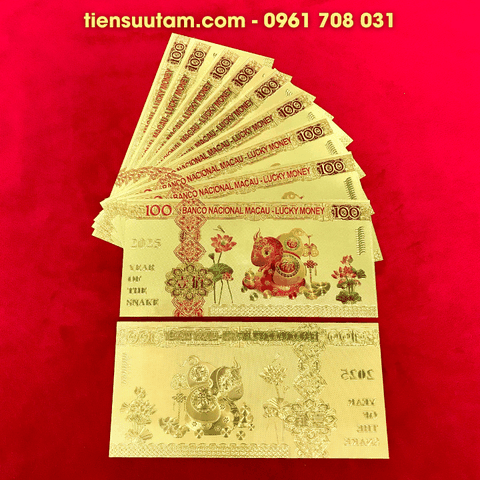 Tiền Lì Xì Con Rắn Mạ Vàng Plastic In Màu