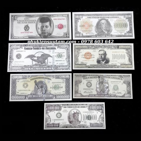 Bộ 7 Tờ Tiền USD Mỹ Lưu Niệm Mệnh Giá Lớn