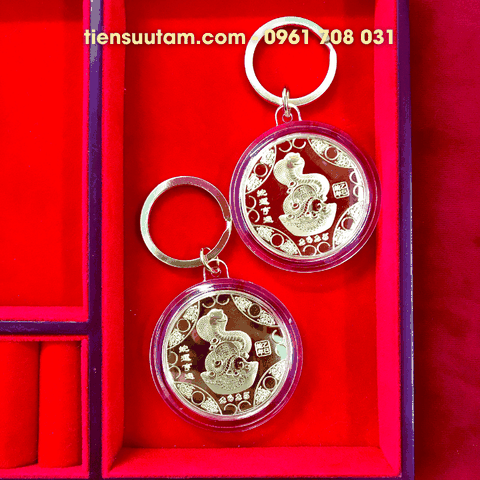 Móc Khoá Xu Con Rắn HongKong Mạ Vàng