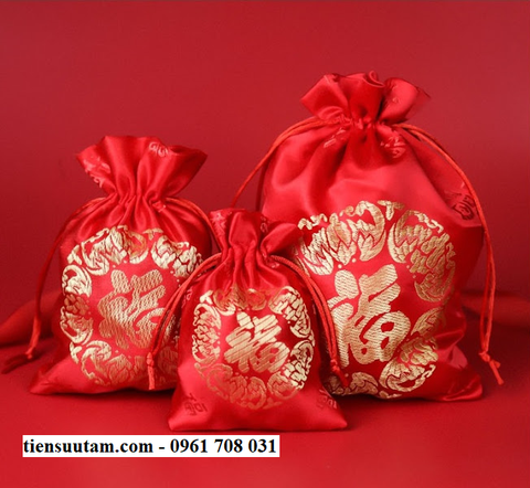 Túi gấm chữ Hỷ size 10x14cm