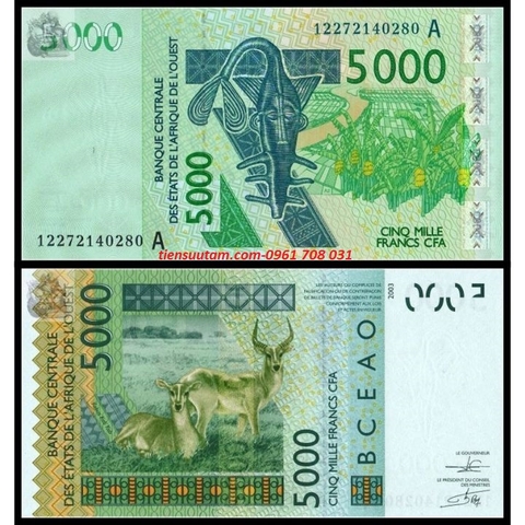 Cote d'Ivoire - Bờ Biển Ngà - CFA  5000 Francs 2003 UNC (A)