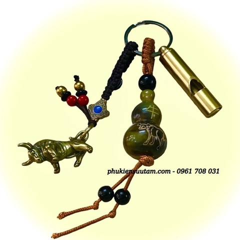 Móc Khoá Còi Đồng Hồ Lô Tượng Đồng 12 Con Giáp