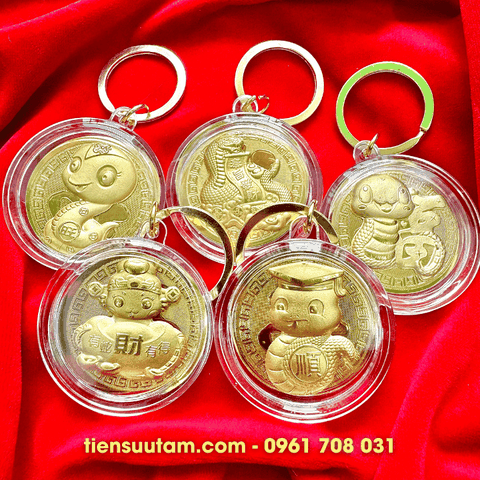 Móc Khoá Đồng Xu Con Rắn Cute