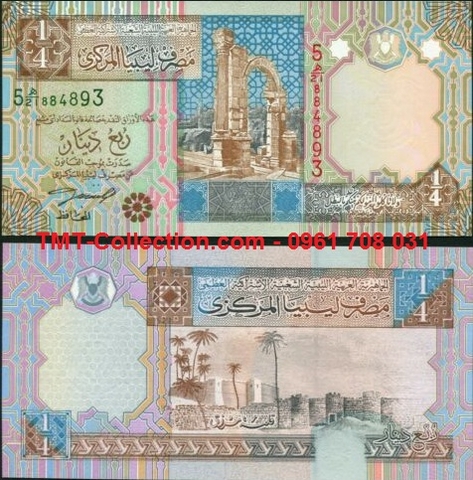 Libya 1/4 Dinar 2002 UNC (tờ)