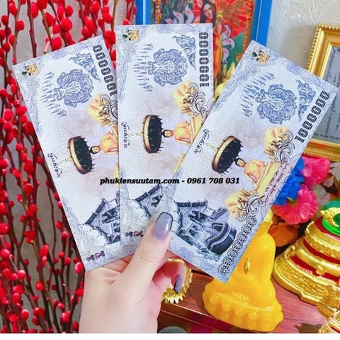 Tiền Lưu Niệm 1 Triệu Baht Hình Phật Chùa Vàng Và Linh Phù May Mắn Thái Lan