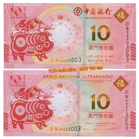 Tiền 10 Dola Macao hình con heo