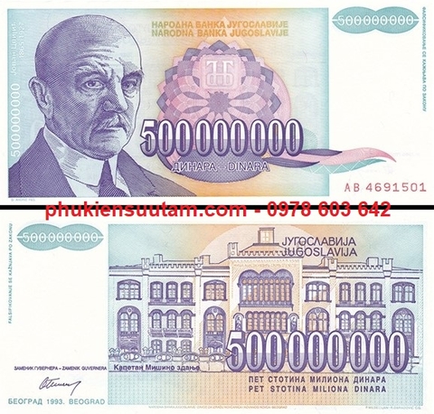 Yugoslavia - Nam Tư 500 Triệu Dinara 1993 (tờ)