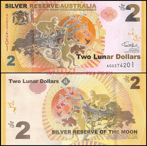 Australia - Úc 2 Dollar 2016 UNC  kỷ niệm năm con Khỉ