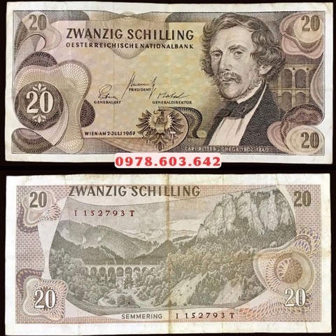 Austria - Áo 20 schilling 1967 Cũ