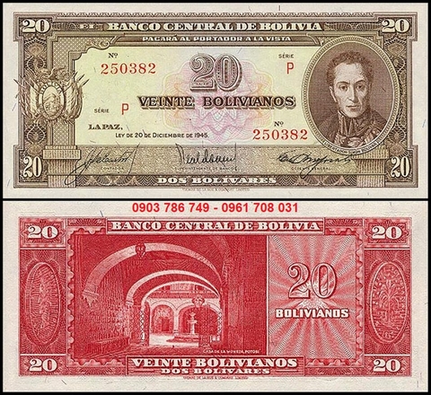 Bolivia 20 Bolivianos 1945 UNC