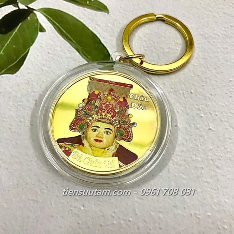 Móc Khoá Xu Lưu Niệm Bà Chúa Xứ Châu Đốc Mạ Vàng In Màu