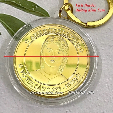 Móc Khoá Xu Lưu Niệm Cô Sáu Côn Đảo Mạ Vàng