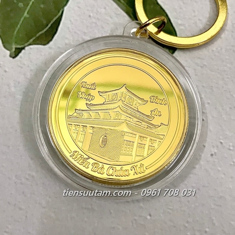 Móc Khoá Xu Lưu Niệm Bà Chúa Xứ Châu Đốc Mạ Vàng