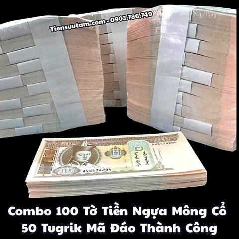 Combo 100 tờ lì xì Mông Cổ 50 Tugrik Hình Con Ngựa Mã Đáo Thành Công - SP008279