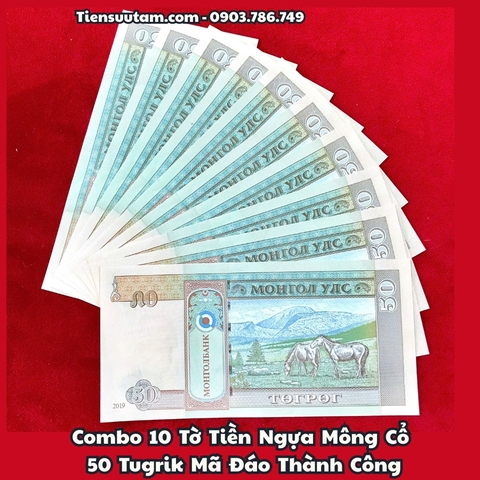 Combo 10 Tờ Tiền Ngựa Mông Cổ 50 Tugrik Mã Đáo Thành Công - SP008282