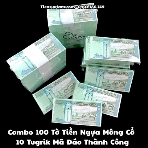Combo 100 tờ lì xì Mông Cổ 10 Tugrik Hình Con Ngựa Mã Đáo Thành Công - SP008278