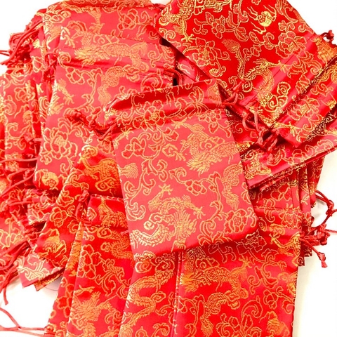 Combo 100 túi gấm long phụng size 10x13cm