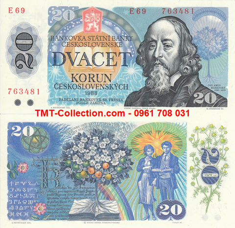 CZECHOSLOVAKIA - Tiệp Khắc 20 Korun 1988 UNC 