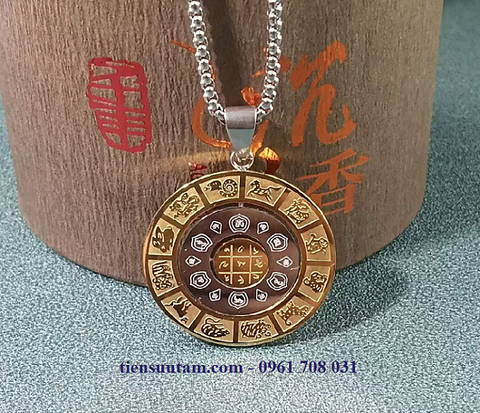Dây Chuyền Om Mani Mặt 12 Con Giáp Xoay Vòng Bằng Thép Titan Không Gỉ