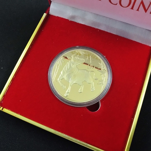 Xu Úc Hình Con Trâu Vàng Tặng Hộp Nhung