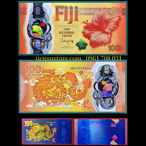 Fiji 100 Cents Kỷ Niệm Năm Con Rồng 2024 polyme