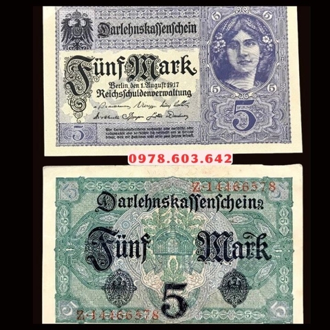 Germany - Đức 5 Mark 1917 VG Cũ