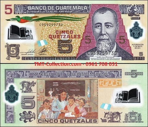 Guatemala 5 Quetzales 2011 UNC Polymer
