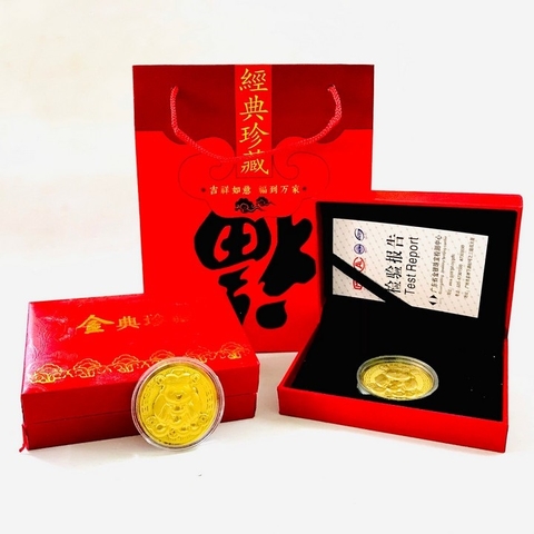 Hộp Đồng Xu Thần Tài CUTE mạ vàng túi Phúc