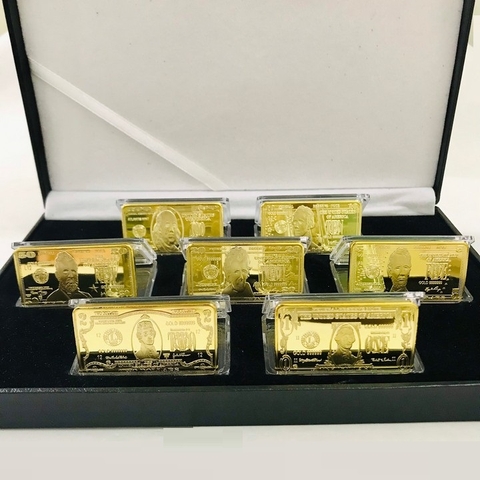 Hộp quà tặng medal vàng 7 mệnh giá 1-100 dollars Mỹ