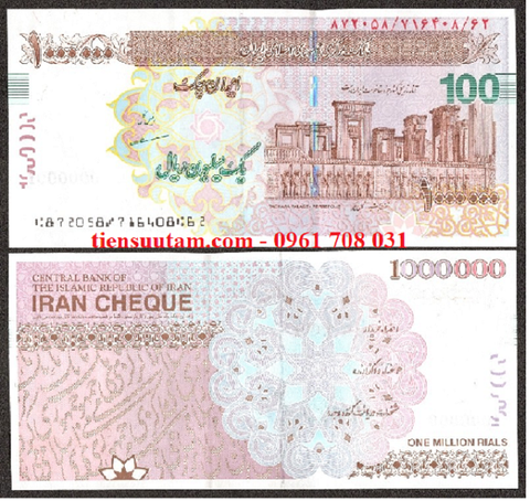 Iran 1000.000 Rials 2023 Cheque Séc Ngân Hàng UNC