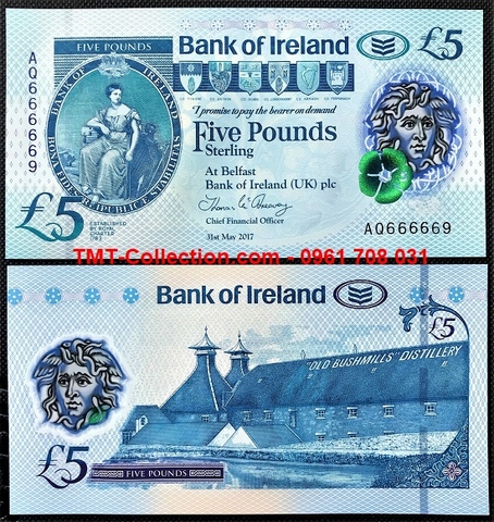 North Ireland - Bắc Ireland 5 Pound 2017 UNC polyme