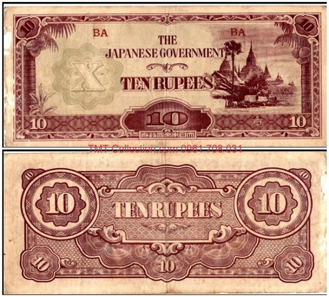 Japan - Nhật 10 rupees quân đội Nhật tại Myanmar