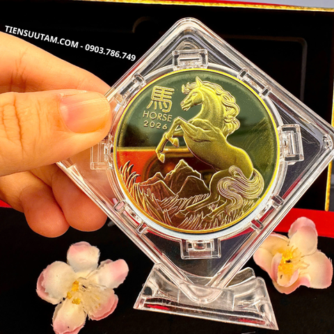 Khung Xoay Xu Úc Hình Con Ngựa Mạ Vàng 2026