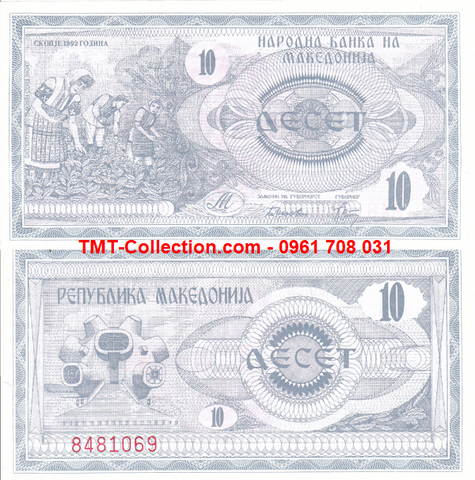 Macedonia 10 Dinari 1992 UNC 
